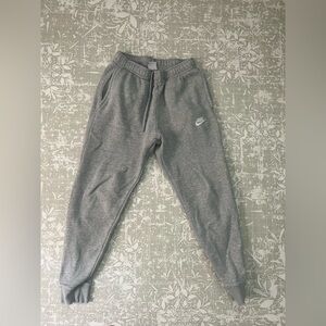 Nike Gray Heather Joggers with White Swoosh